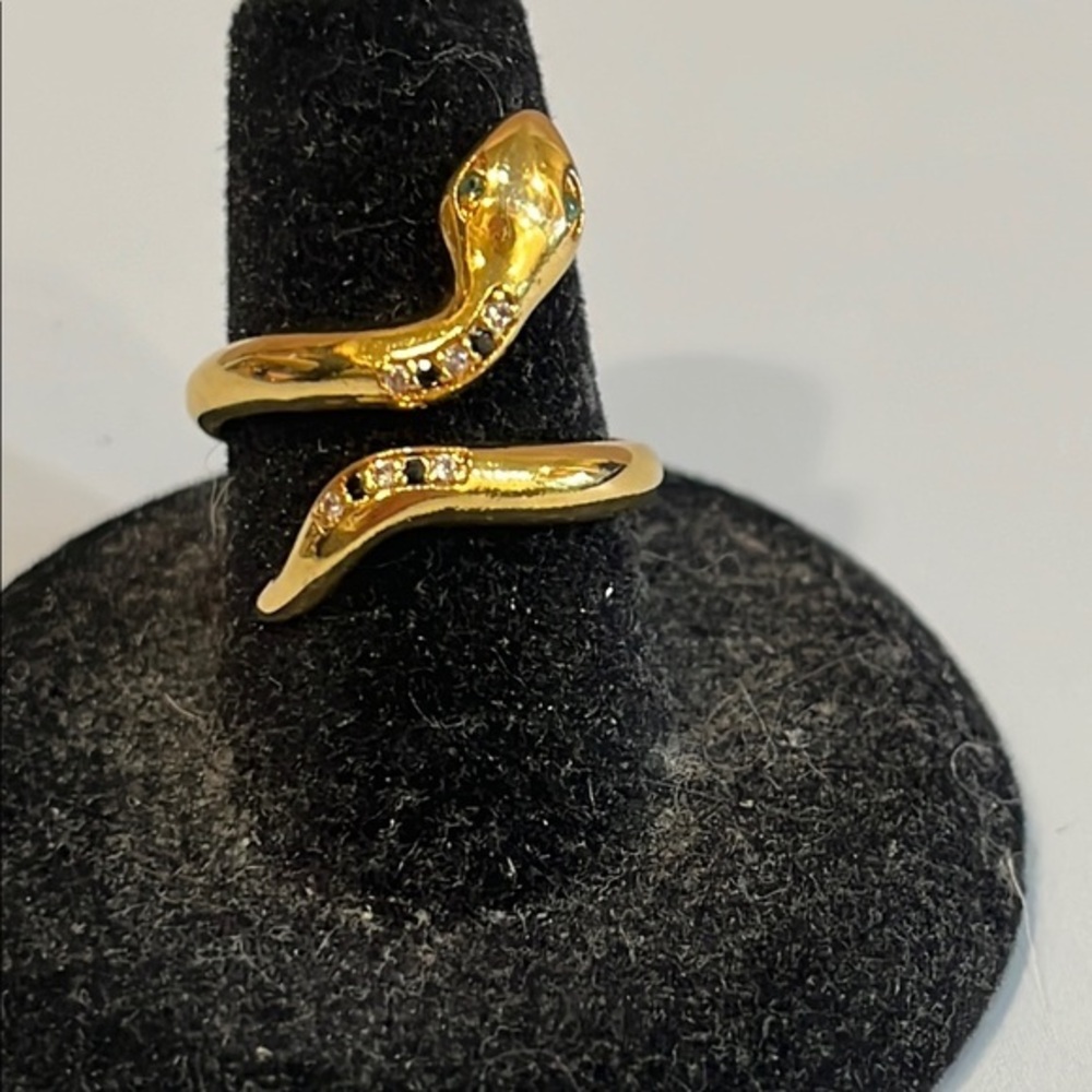 Bronze Dyadema Snake Ring with Crystal Accents